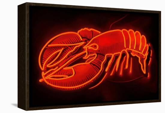 Lobster Neon Sign-Lantern Press-Framed Stretched Canvas