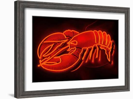 Lobster Neon Sign-Lantern Press-Framed Art Print