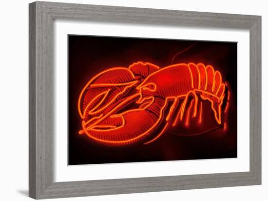 Lobster Neon Sign-Lantern Press-Framed Art Print