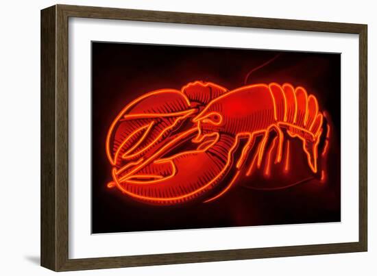 Lobster Neon Sign-Lantern Press-Framed Art Print