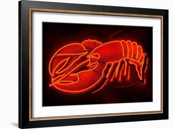 Lobster Neon Sign-Lantern Press-Framed Art Print