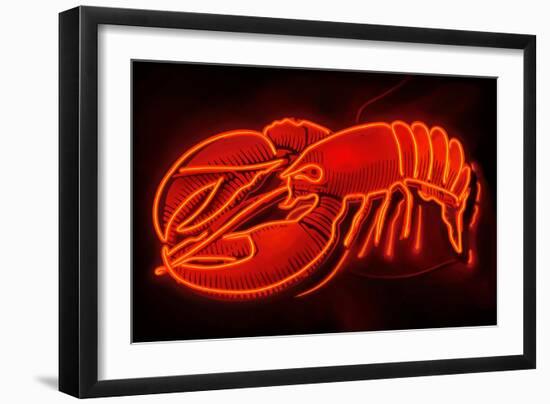 Lobster Neon Sign-Lantern Press-Framed Art Print