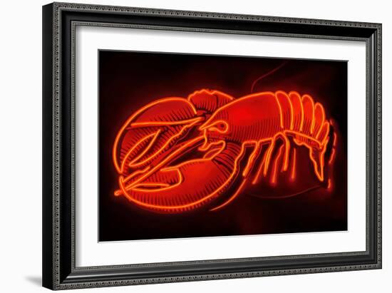 Lobster Neon Sign-Lantern Press-Framed Art Print