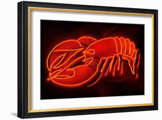 Lobster Neon Sign-Lantern Press-Framed Art Print