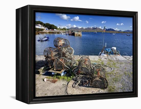 Lobster Pots at Roundstone Harbour, Connemara, County Galway, Connacht, Republic of Ireland, Europe-David Wogan-Framed Premier Image Canvas