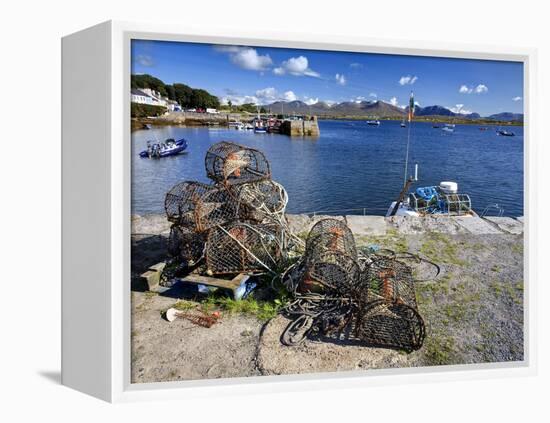 Lobster Pots at Roundstone Harbour, Connemara, County Galway, Connacht, Republic of Ireland, Europe-David Wogan-Framed Premier Image Canvas