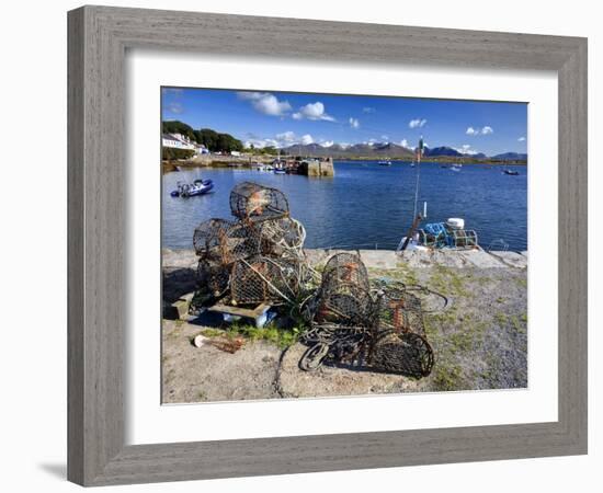 Lobster Pots at Roundstone Harbour, Connemara, County Galway, Connacht, Republic of Ireland, Europe-David Wogan-Framed Photographic Print