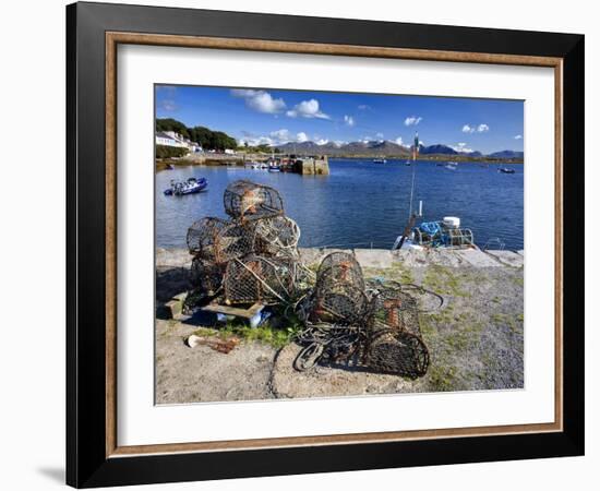 Lobster Pots at Roundstone Harbour, Connemara, County Galway, Connacht, Republic of Ireland, Europe-David Wogan-Framed Photographic Print