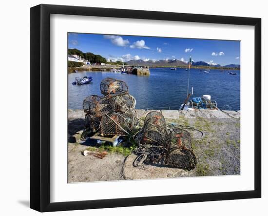Lobster Pots at Roundstone Harbour, Connemara, County Galway, Connacht, Republic of Ireland, Europe-David Wogan-Framed Photographic Print