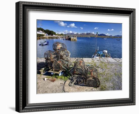 Lobster Pots at Roundstone Harbour, Connemara, County Galway, Connacht, Republic of Ireland, Europe-David Wogan-Framed Photographic Print