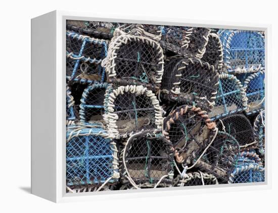 Lobster Pots in Fishing Harbour at Loguivy, Cote De Granit Rose, Cotes d'Armor, Brittany, France-David Hughes-Framed Premier Image Canvas