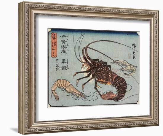 Lobster, Prawn and Shrimps, 1830-1844-Utagawa Hiroshige-Framed Giclee Print