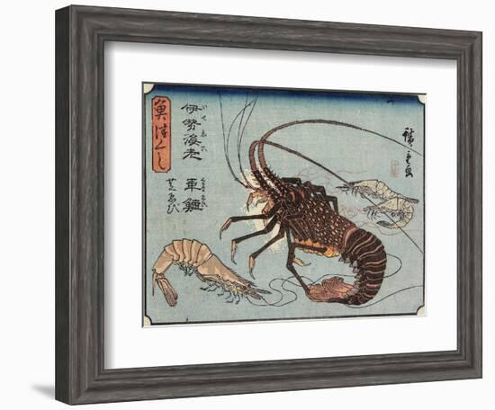 Lobster, Prawn and Shrimps, 1830-1844-Utagawa Hiroshige-Framed Giclee Print