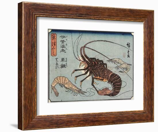 Lobster, Prawn and Shrimps, 1830-1844-Utagawa Hiroshige-Framed Giclee Print