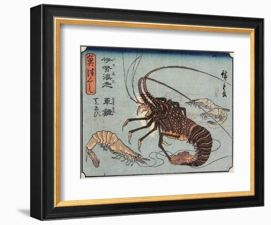 Lobster, Prawn and Shrimps, 1830-1844-Utagawa Hiroshige-Framed Giclee Print