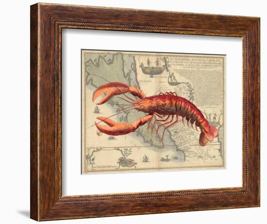 Lobster print on Nautical Map-Fab Funky-Framed Premium Giclee Print