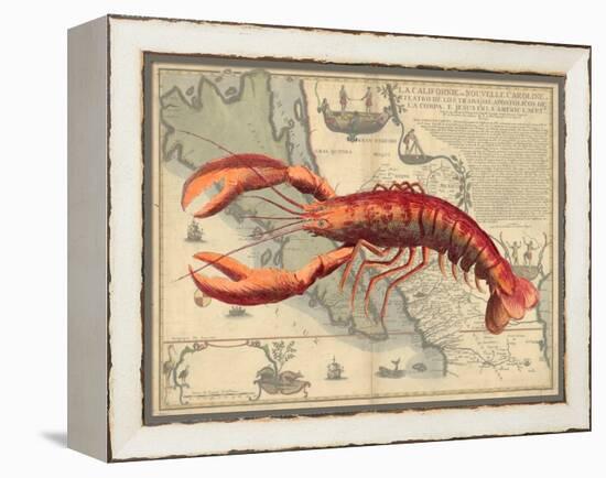 Lobster print on Nautical Map-Fab Funky-Framed Stretched Canvas