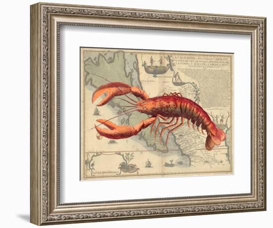 Lobster print on Nautical Map-Fab Funky-Framed Art Print