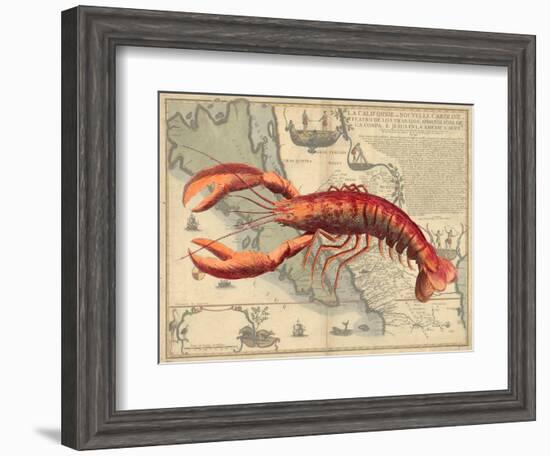 Lobster print on Nautical Map-Fab Funky-Framed Art Print