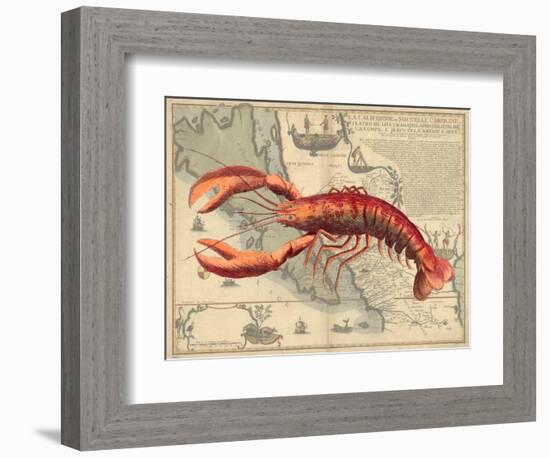 Lobster print on Nautical Map-Fab Funky-Framed Art Print