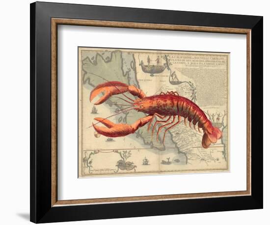 Lobster print on Nautical Map-Fab Funky-Framed Art Print