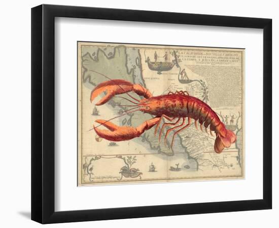 Lobster print on Nautical Map-Fab Funky-Framed Art Print