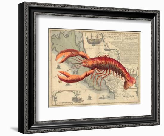 Lobster print on Nautical Map-Fab Funky-Framed Art Print