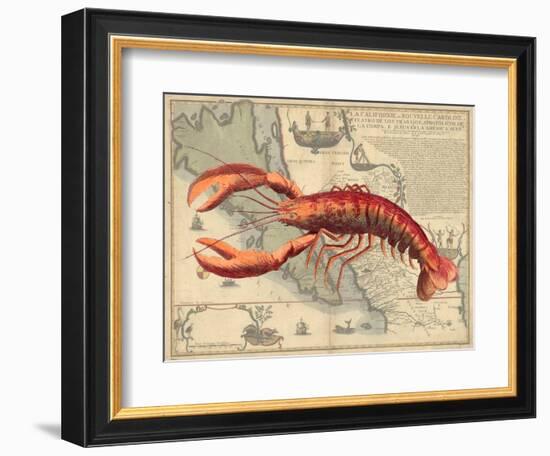 Lobster print on Nautical Map-Fab Funky-Framed Art Print