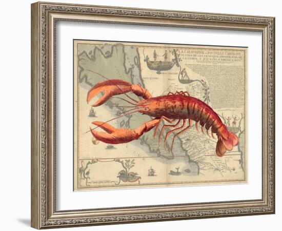 Lobster print on Nautical Map-Fab Funky-Framed Art Print