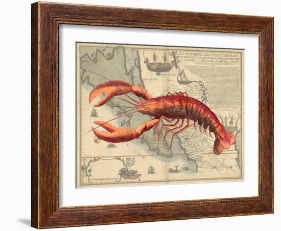 Lobster print on Nautical Map-Fab Funky-Framed Art Print