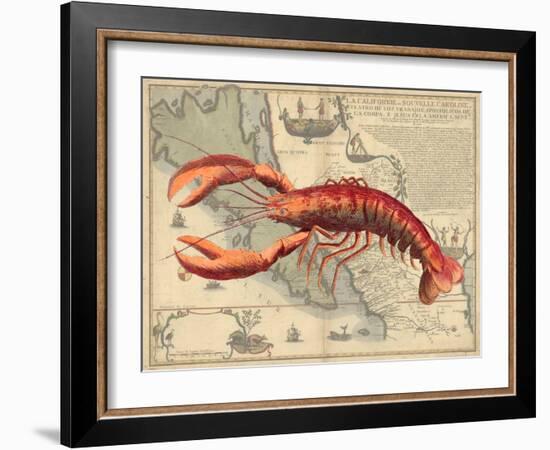 Lobster print on Nautical Map-Fab Funky-Framed Art Print