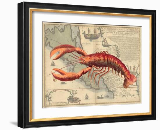 Lobster print on Nautical Map-Fab Funky-Framed Art Print