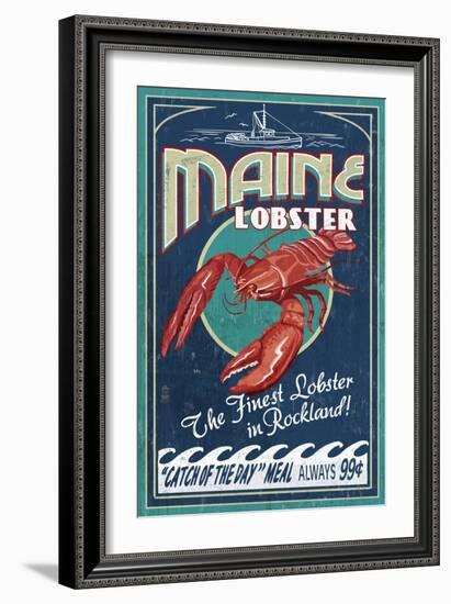 Lobster - Rockland, Maine-Lantern Press-Framed Art Print