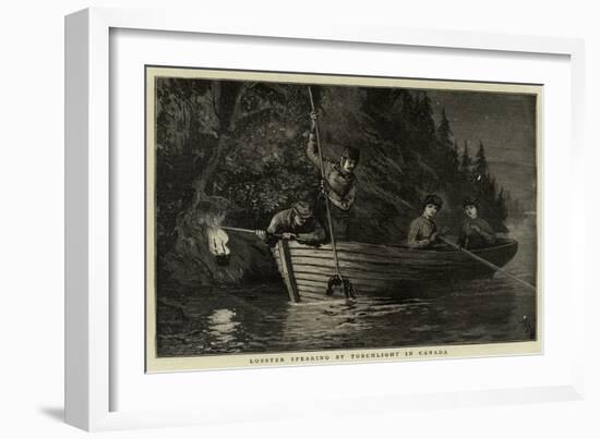 Lobster Spearing by Torchlight in Canada-null-Framed Giclee Print