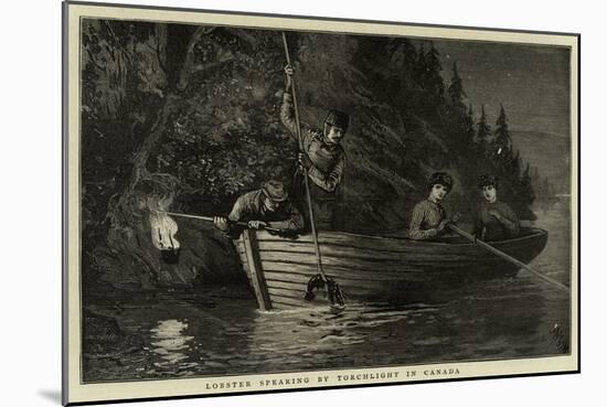 Lobster Spearing by Torchlight in Canada-null-Mounted Giclee Print