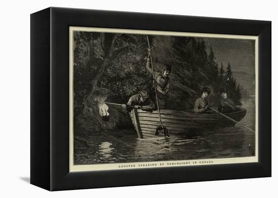 Lobster Spearing by Torchlight in Canada-null-Framed Premier Image Canvas