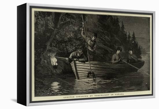 Lobster Spearing by Torchlight in Canada-null-Framed Premier Image Canvas