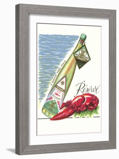 Lobster with Wine Bottle-null-Framed Art Print