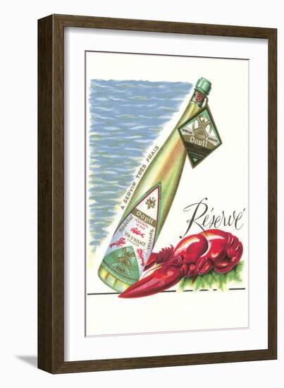 Lobster with Wine Bottle-null-Framed Art Print