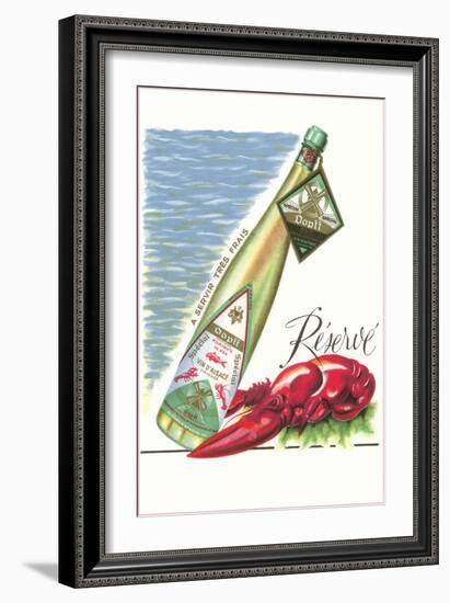 Lobster with Wine Bottle-null-Framed Art Print