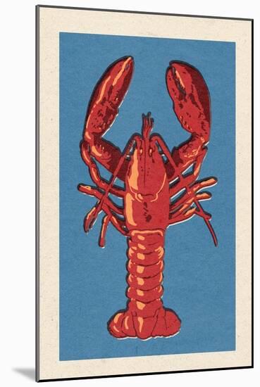 Lobster - Woodblock-Lantern Press-Mounted Art Print