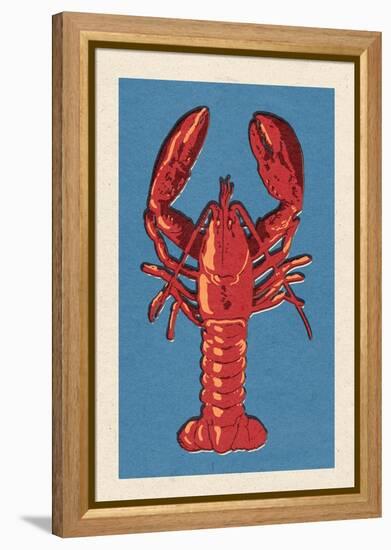 Lobster - Woodblock-Lantern Press-Framed Stretched Canvas