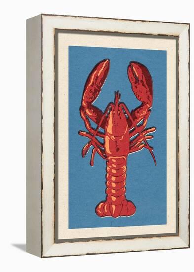 Lobster - Woodblock-Lantern Press-Framed Stretched Canvas