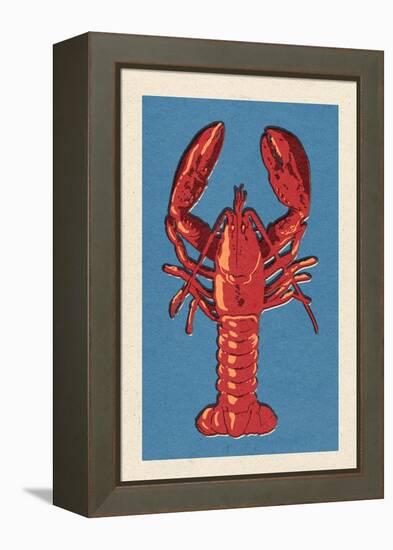 Lobster - Woodblock-Lantern Press-Framed Stretched Canvas