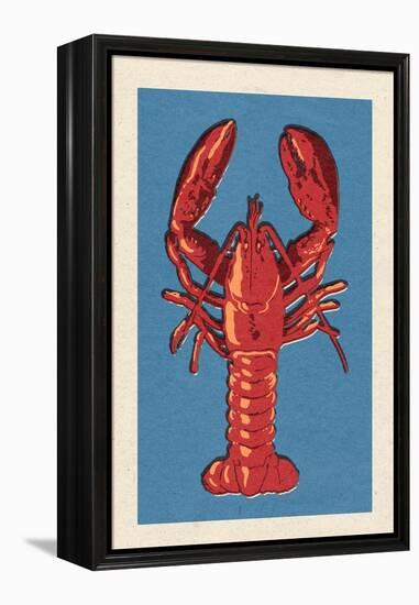 Lobster - Woodblock-Lantern Press-Framed Stretched Canvas