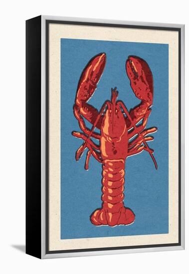 Lobster - Woodblock-Lantern Press-Framed Stretched Canvas