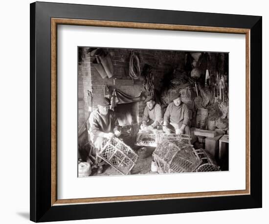 Lobstermen Repair Their Pots in Their Shanty at the West End of Bridlington Harbour, June 1936-null-Framed Photographic Print