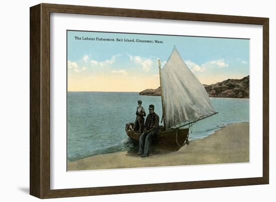 Lobstermen, Salt Island, Gloucester-null-Framed Art Print