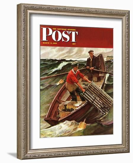 "Lobstermen," Saturday Evening Post Cover, March 9, 1946-Mead Schaeffer-Framed Giclee Print