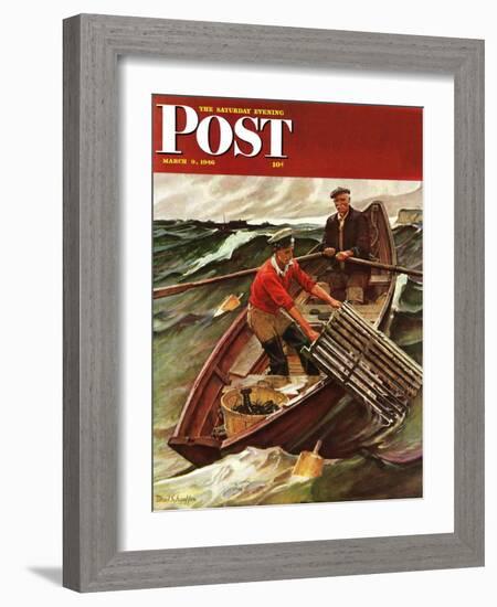 "Lobstermen," Saturday Evening Post Cover, March 9, 1946-Mead Schaeffer-Framed Giclee Print